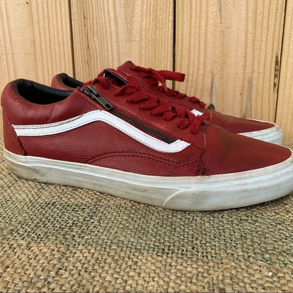 Vans 721499 Low Top Maroon Red Leather Vinyl Size 10 Mens Shoes Skater - Picture 3 of 7